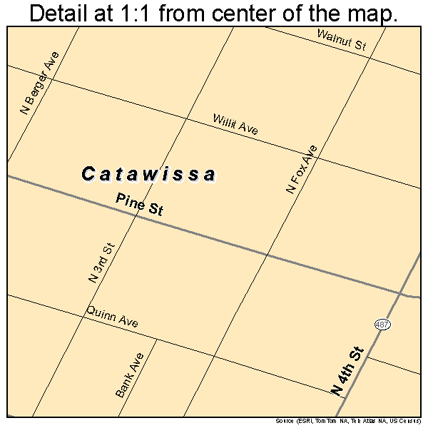 Catawissa, Pennsylvania road map detail