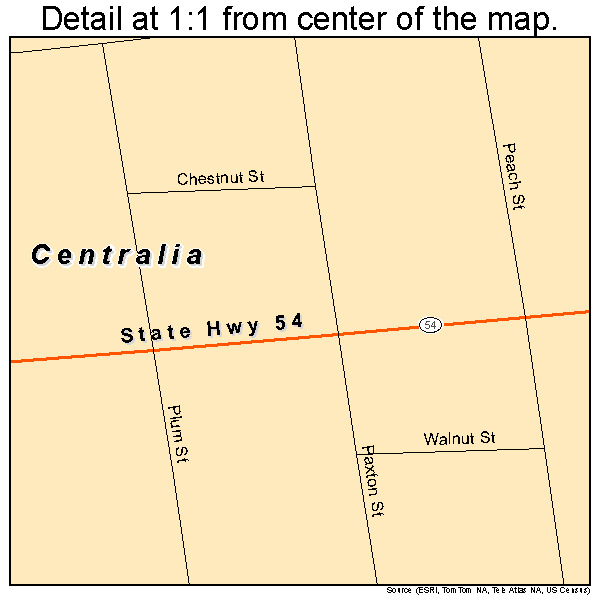 Centralia, Pennsylvania road map detail