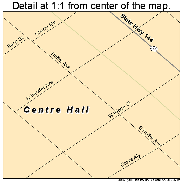 Centre Hall, Pennsylvania road map detail