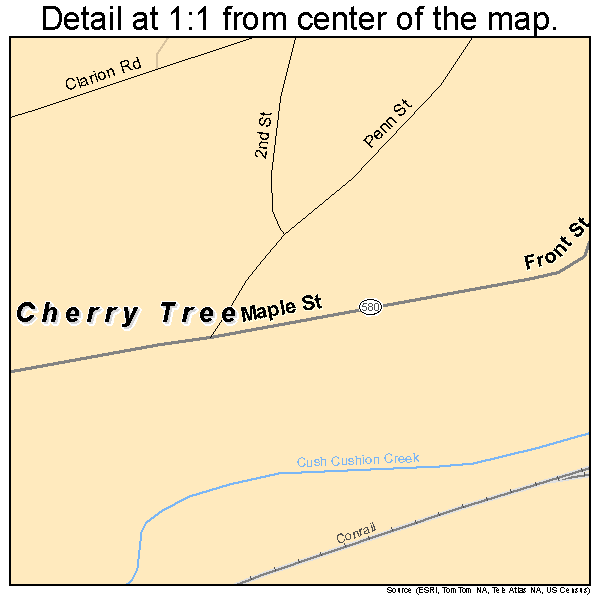 Cherry Tree, Pennsylvania road map detail