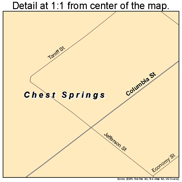Chest Springs, Pennsylvania road map detail