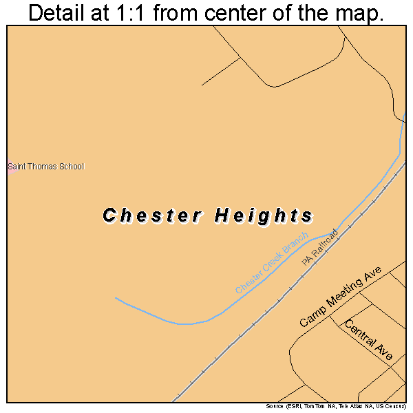 Chester Heights, Pennsylvania road map detail
