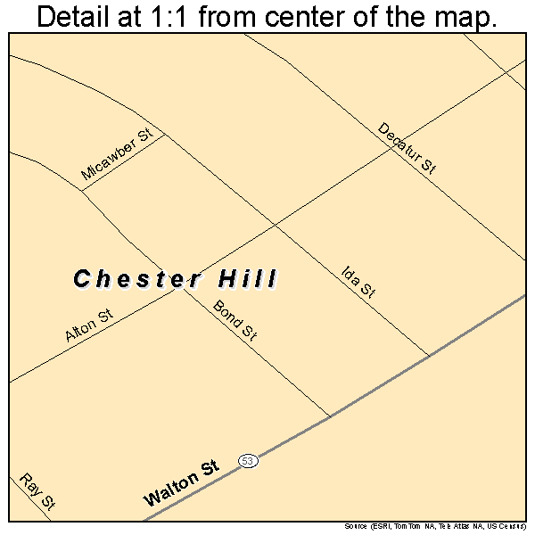Chester Hill, Pennsylvania road map detail