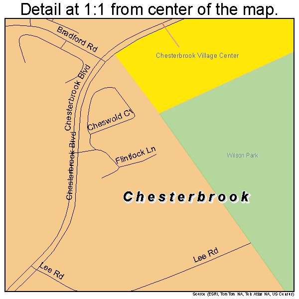 Chesterbrook, Pennsylvania road map detail