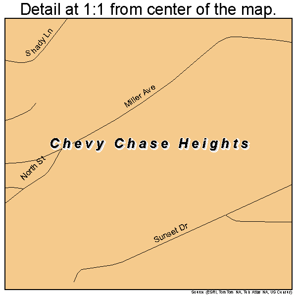 Chevy Chase Heights, Pennsylvania road map detail