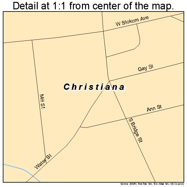 Christiana, Pennsylvania road map detail