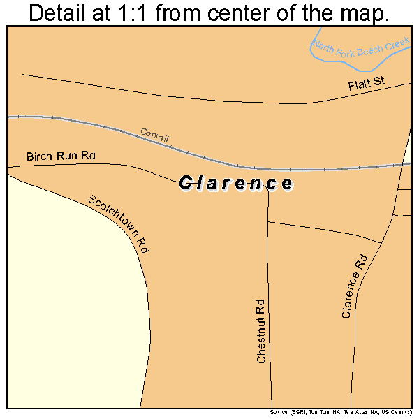 Clarence, Pennsylvania road map detail