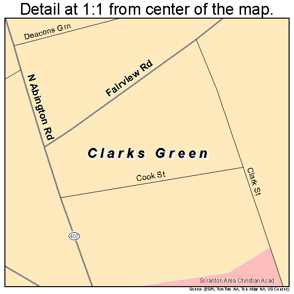 Clarks Green, Pennsylvania road map detail