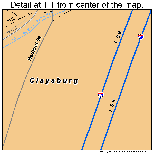 Claysburg, Pennsylvania road map detail
