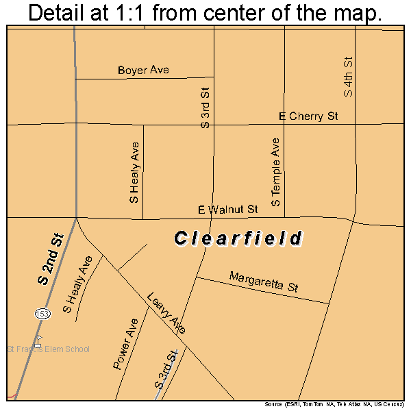 Clearfield, Pennsylvania road map detail