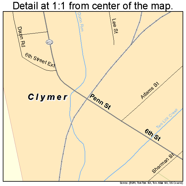 Clymer, Pennsylvania road map detail