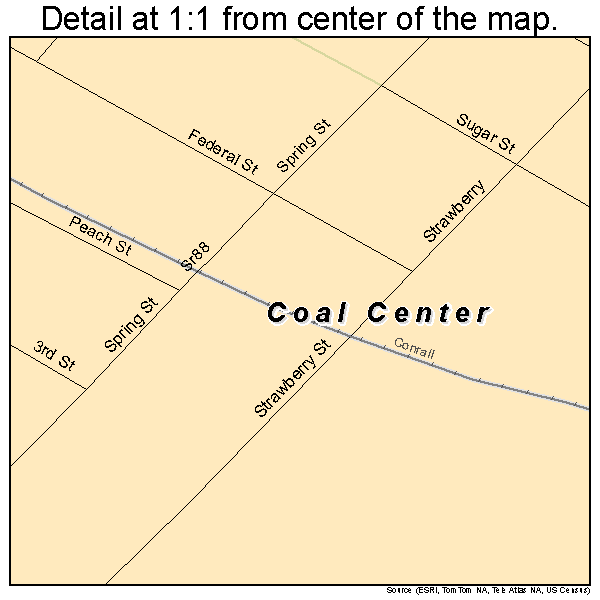 Coal Center, Pennsylvania road map detail