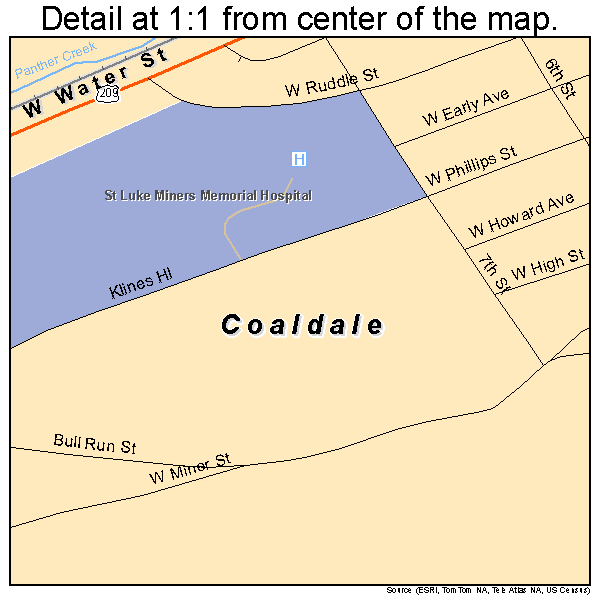 Coaldale, Pennsylvania road map detail