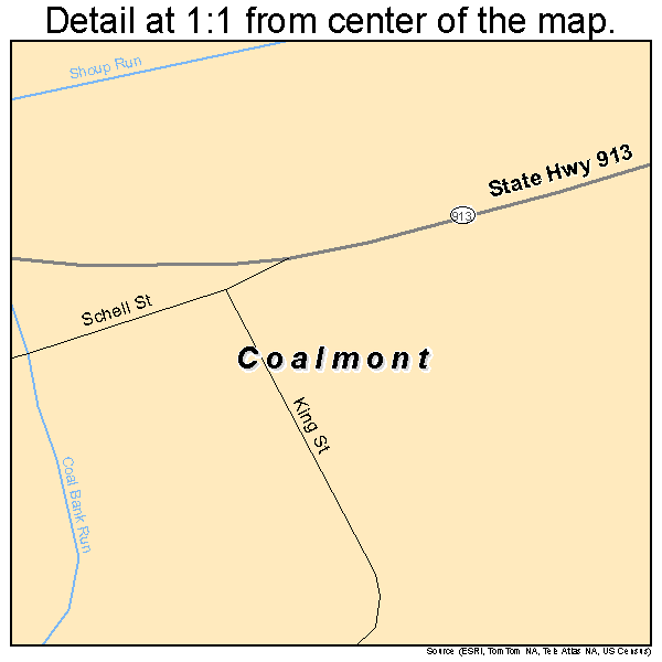 Coalmont, Pennsylvania road map detail