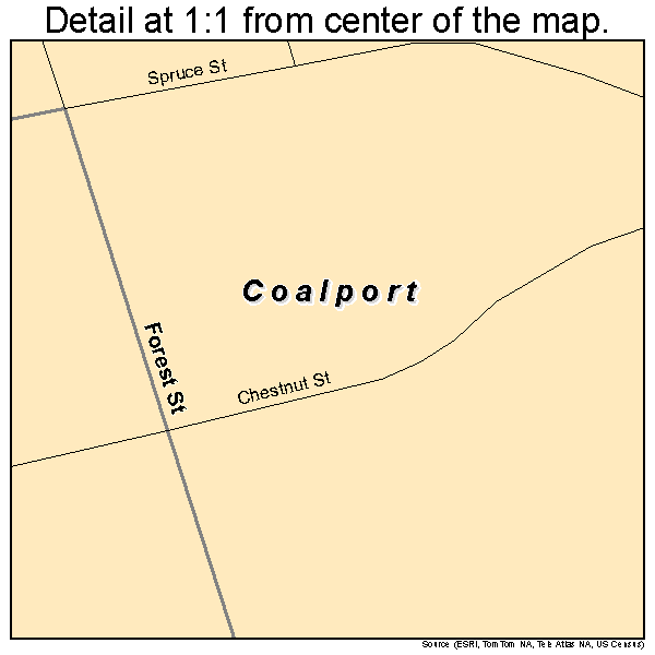 Coalport, Pennsylvania road map detail