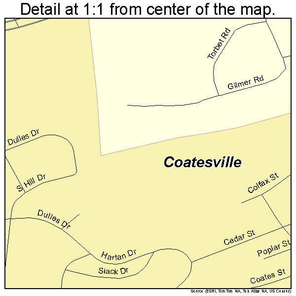 Coatesville, Pennsylvania road map detail