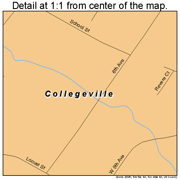 Collegeville, Pennsylvania road map detail