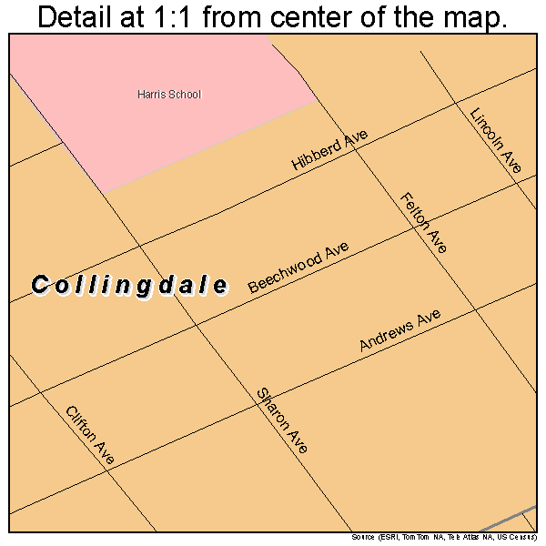 Collingdale, Pennsylvania road map detail
