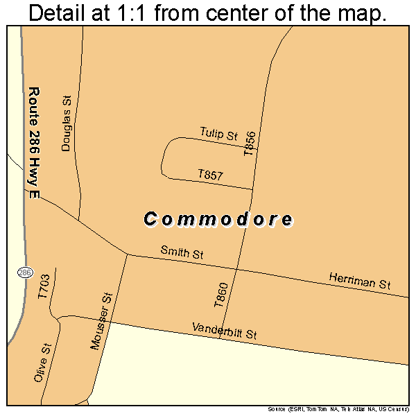 Commodore, Pennsylvania road map detail