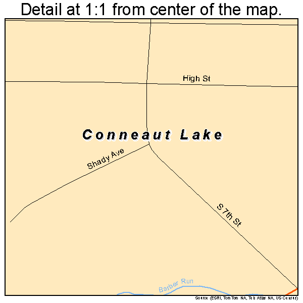 Conneaut Lake, Pennsylvania road map detail