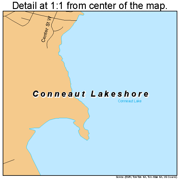 Conneaut Lakeshore, Pennsylvania road map detail