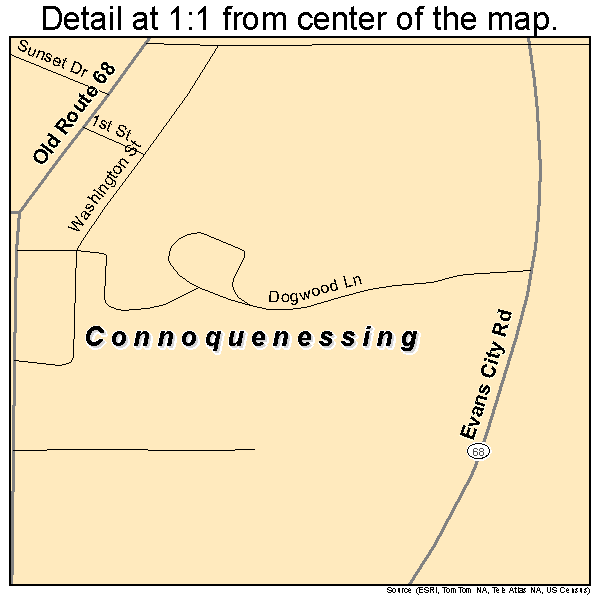 Connoquenessing, Pennsylvania road map detail