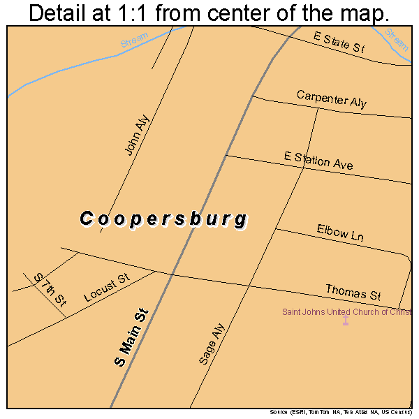 Coopersburg, Pennsylvania road map detail