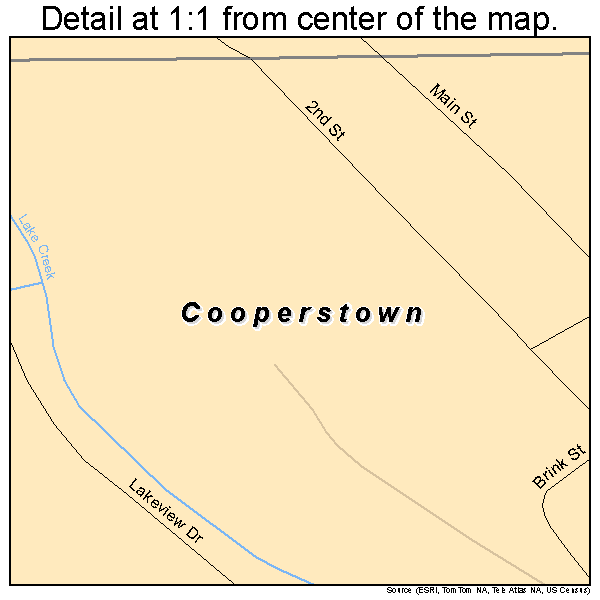 Cooperstown, Pennsylvania road map detail