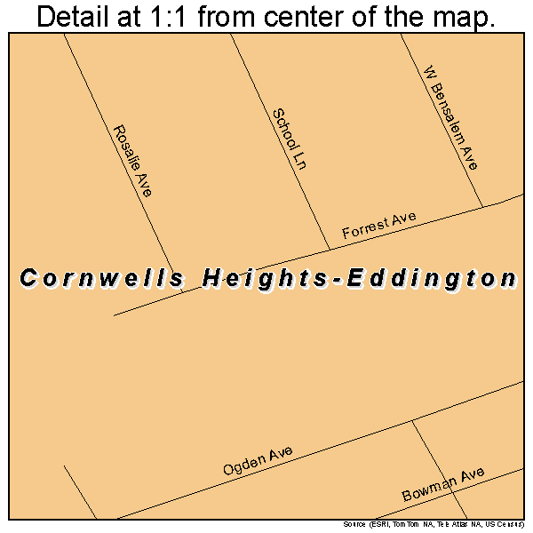Cornwells Heights-Eddington, Pennsylvania road map detail