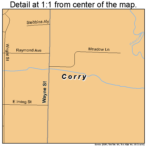 Corry, Pennsylvania road map detail