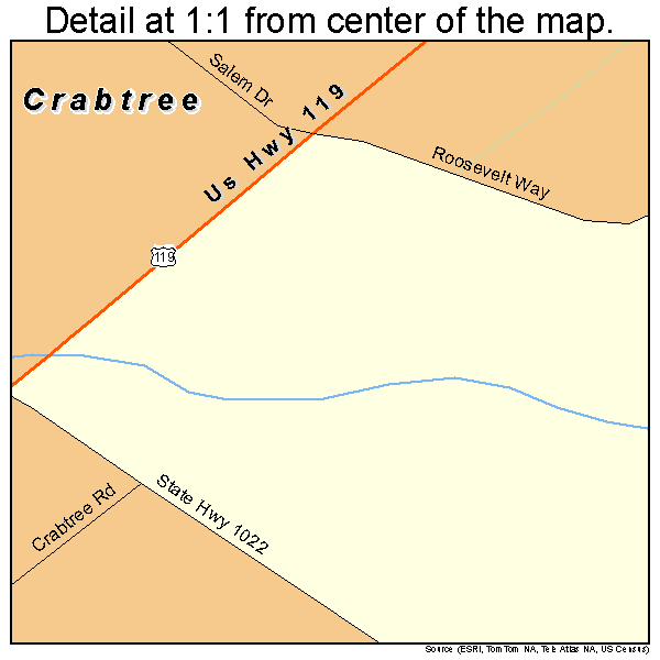 Crabtree, Pennsylvania road map detail