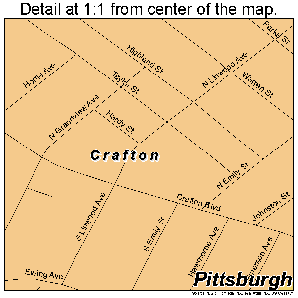 Crafton, Pennsylvania road map detail