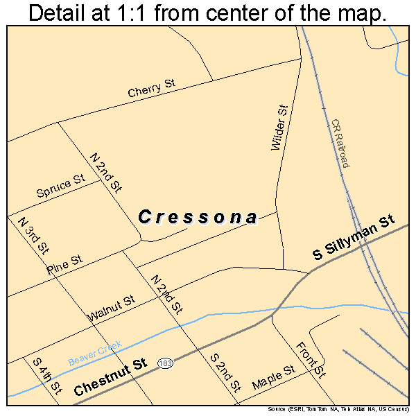 Cressona, Pennsylvania road map detail
