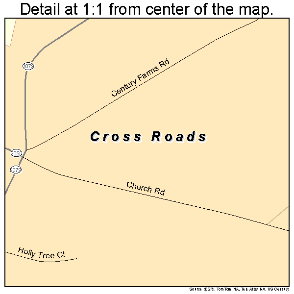 Cross Roads, Pennsylvania road map detail