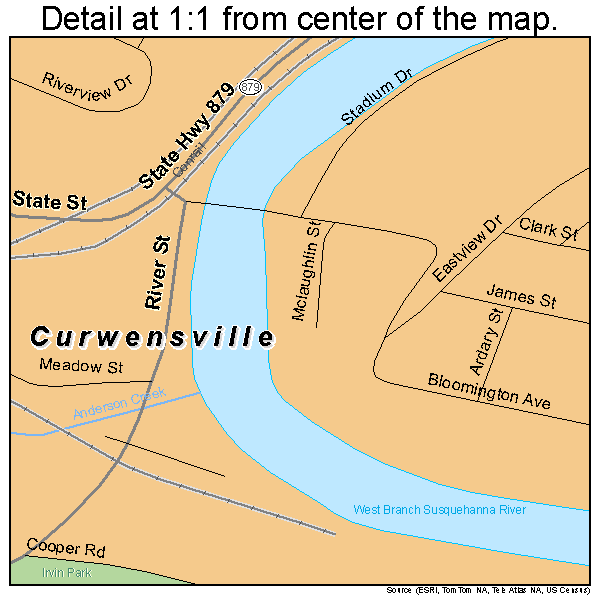 Curwensville, Pennsylvania road map detail