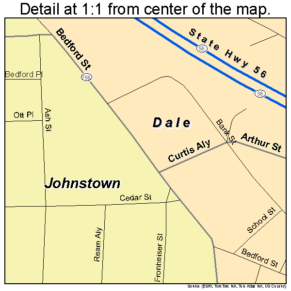 Dale, Pennsylvania road map detail