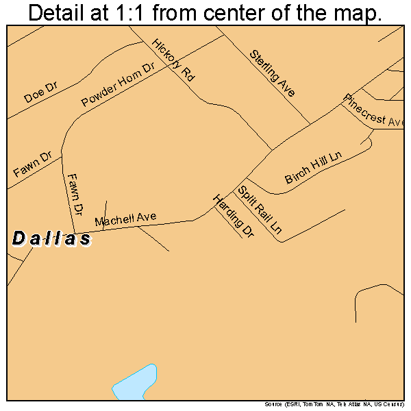 Dallas, Pennsylvania road map detail