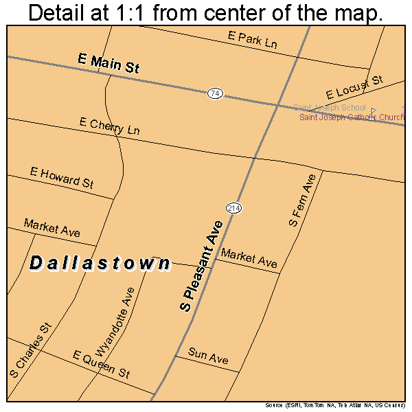 Dallastown, Pennsylvania road map detail