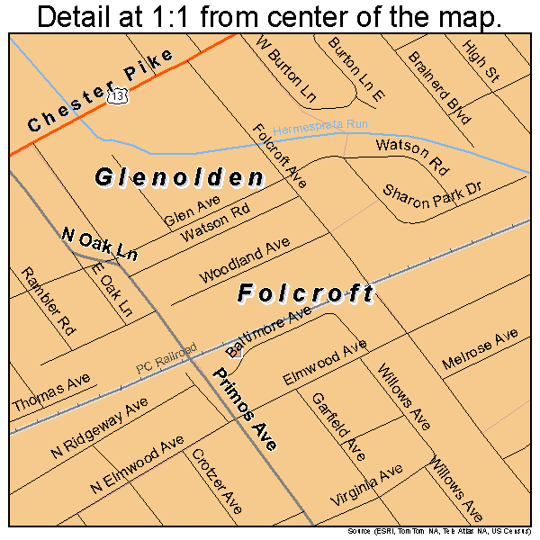 Darby Township, Pennsylvania road map detail