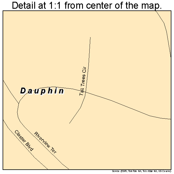 Dauphin, Pennsylvania road map detail