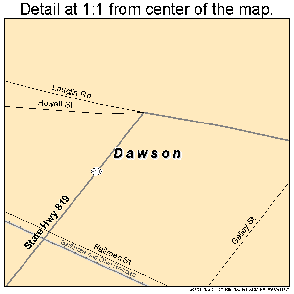 Dawson, Pennsylvania road map detail