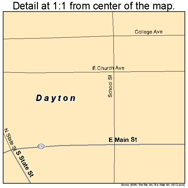 Dayton, Pennsylvania road map detail