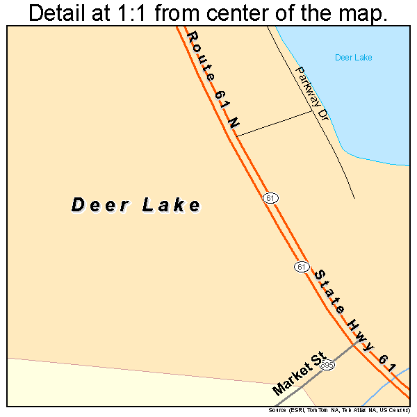 Deer Lake, Pennsylvania road map detail