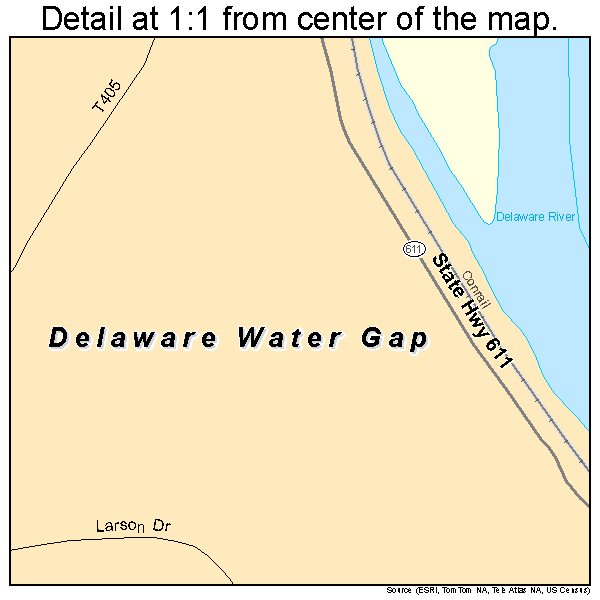 Delaware Water Gap, Pennsylvania road map detail