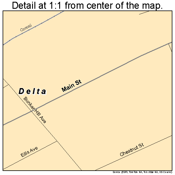 Delta, Pennsylvania road map detail