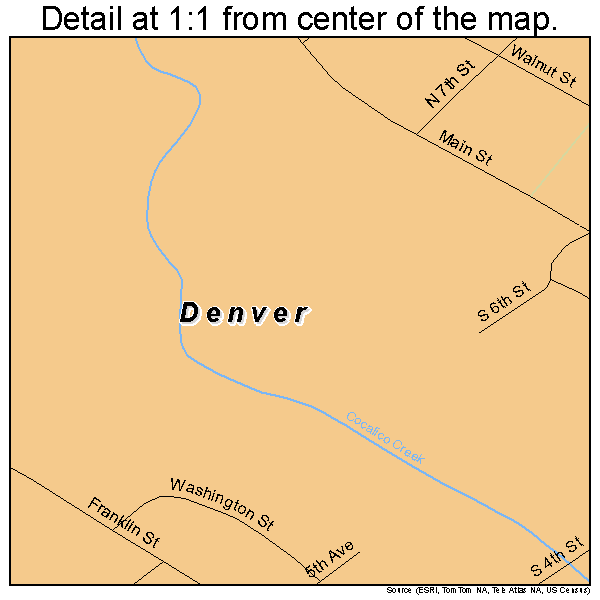 Denver, Pennsylvania road map detail