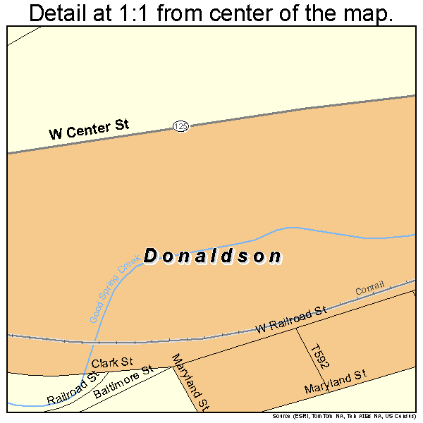 Donaldson, Pennsylvania road map detail