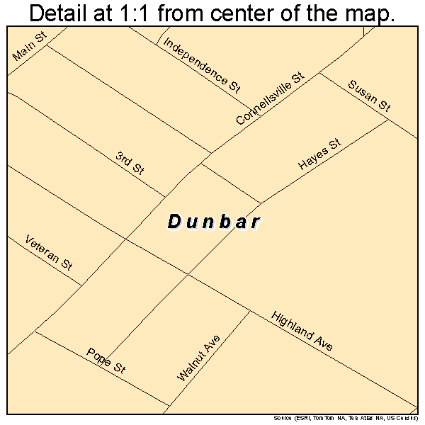 Dunbar, Pennsylvania road map detail