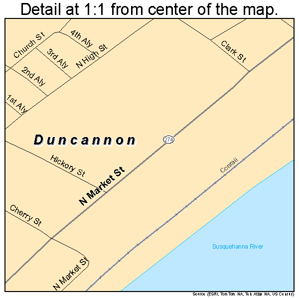 Duncannon, Pennsylvania road map detail