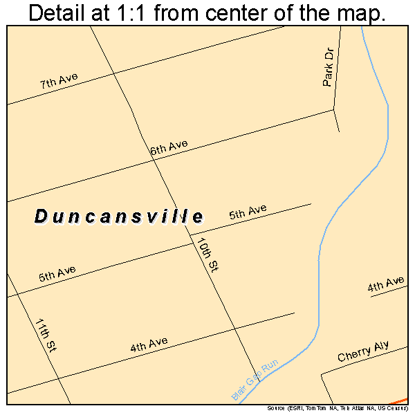 Duncansville, Pennsylvania road map detail